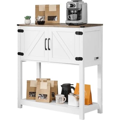VEVOR Koffiebarkast 80 x 35 x 88 cm Boerderijkoffiebarkast met 3-laags opbergruimte, koffiebartafel met magnetische deuren, dressoir/buffetkast voor woonkamer/entree