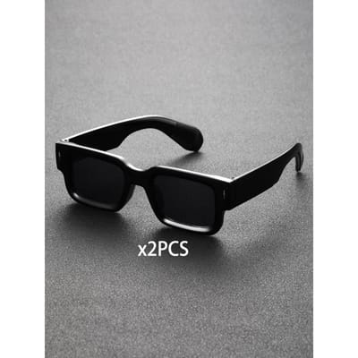 1 STuks Unisex Rechthoekig Plastic Brilmontuur Montuur Modieuze Klassieke Zonnebril Bril Voor Buitenreizen UV-Bescherming Accessoires black