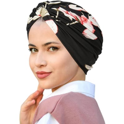 Nieuwe Indiase Hoed Twist Knoop Bloemenprint Moslim Vrouwen Hijab Chemo Kap Turban Bonnet Stretch Vrouw Hoofdband Sjaal Haarverlies Hoofddeksel
