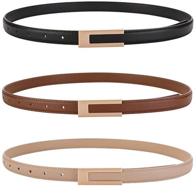 Ynkkvre -Dames Leren Tailleceintuur – Verstelbare Smalle Riem in Klassiek Retro Design – Modegordel voor Jurken, Jeans & Broeken