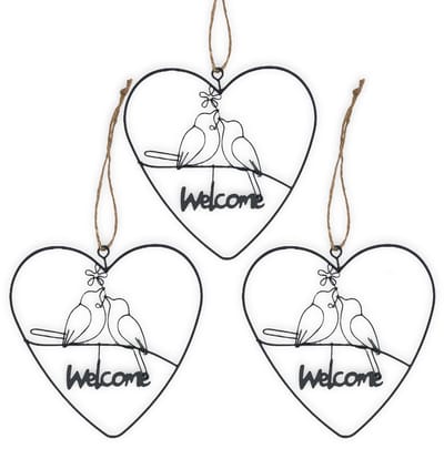 Dailygoods- Hangende Ornamenten 3-delige Set - Decoratie Kamer - Draad Decoraties - Zwart - Hartvorm 15 x 16 cm - Perfect Cadeau