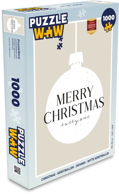 Puzzel Christmas - Kerstballen - Japandi - Witte kerstballen - Legpuzzel - Puzzel 1000 stukjes volwassenen - Kerst - Cadeau - Kerstcadeau voor mannen, vrouwen en kinderen