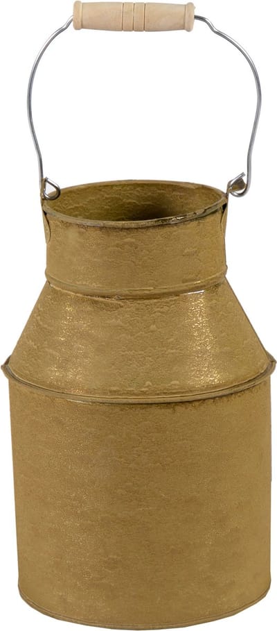Mega Collections Melkbus plantenpot/bloempot - zink - oud goud - D13 x H20 cm
