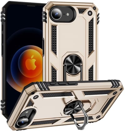 Coverup Hoesje - Geschikt voor iPhone 16e / 17e Hoesje - Coverup Armor Ring Kickstand Back Cover - Goud