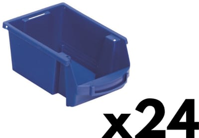 Magazijnbakken - Multi Profiel Stapelbak - Set van 24 bakken - Klein: 102 x 160 x 71 mm (BxDxH) - Grijpbak - Blauw - Stapelbaar - Bakkenset - Grijpbakken