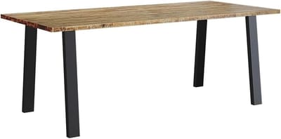 Eettafel Massief Hout - Eettafel Rechthoekig - Gezellig Tafelen - Geborstelde Afwerking - 200x90x75 cm - Bruin