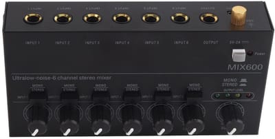 JHUBERS- Audiomixer 6-kanaals - Draagbare Soundmixer - Geluidsarm - Robuust Metaal - Ideaal voor Podium en Studio - Geluidsmixer