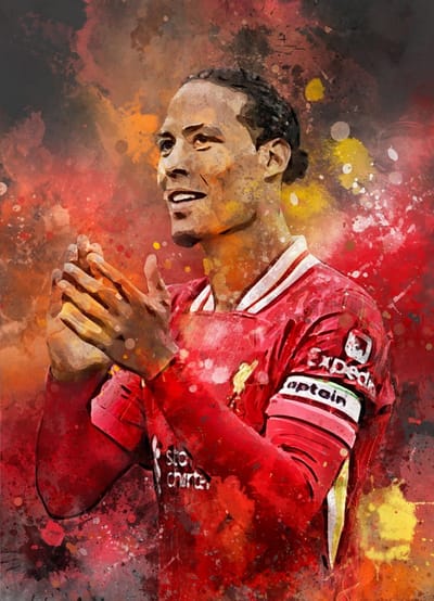 Van Dijk poster - Voetbal wanddecoratie Virgil van Dijk - A1 poster - 59.4x84 cm - Semi glossy fotopapier - Voetbal fan poster - Unieke poster cadeau voor een echte voetbalfan