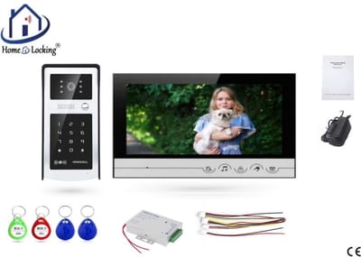 Home-Locking complete deur intercom/videofoon met 1 binnen 9" paneel en elektro box 12VDC voor aansluiting elektrisch slot.DT-2223-1E-1