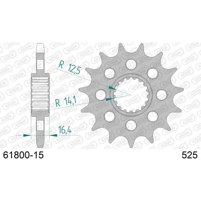 Stalen motortandwiel voor Afam 525 15 dents