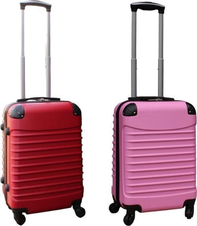 Travelerz kofferset 2 delig ABS handbagage koffers - met cijferslot - 39 liter - rood - licht roze