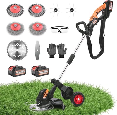 5-in-1 accu-grastrimmer met 2 accu's en 3-traps snelheidsregeling