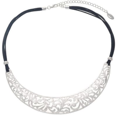 Behave - Korte ketting met mat zilverkleur en koord - 40 cm + verlengketting