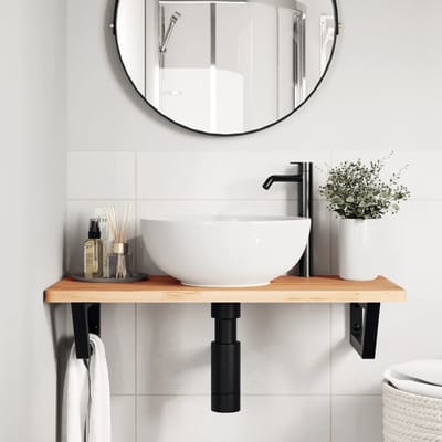 vidaXL - Badkamer - wandschap - staal - en - massief - beukenhout