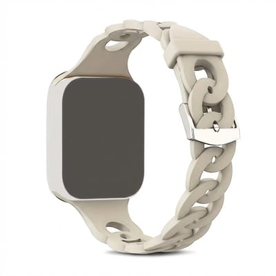 Sterrenlicht kleur horlogebandje voor smartwatch dames en heren met ultra dun schakel design van silicone en vaste sluiting, geschikt voor Apple Watch 42 44 45 en 49 mm