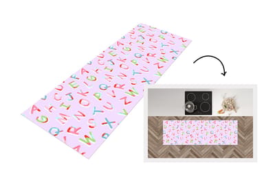 Keukenloper - Loper keuken - Alfabet - Letters - Patroon - 150x50 cm - Keukenloper vinyl
