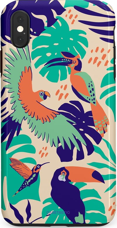 Casetastic Hoesje Geschikt voor Apple iPhone Xs Max - Stijlvolle Beschermende Duo-layer Case - Tropische Vogels