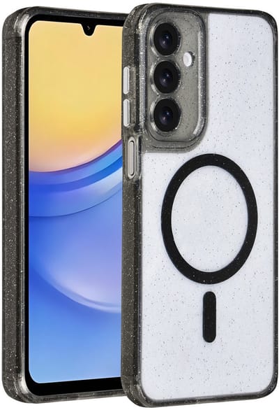 TUNIQ telefoonhoesje voor Samsung Galaxy A15 5G - MagSafe met glitter - Zwart