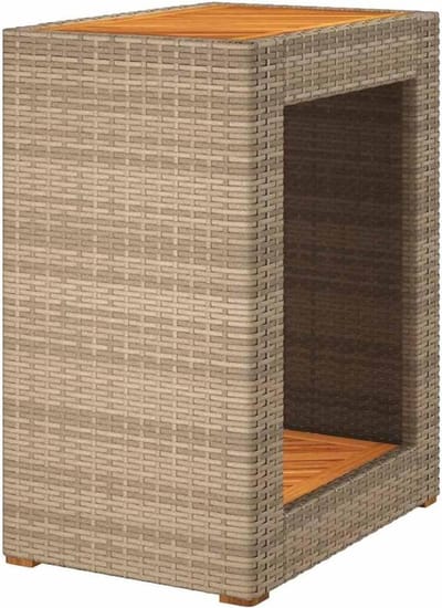 Bijzettafel Buiten - Tuin Tafel - Genieten Buiten - Weerbestendig Polyrotan - 60 x 40 x 75 cm - Beige