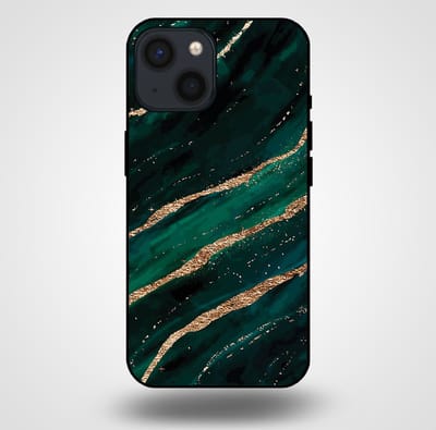 Smartphonica Telefoonhoesje voor iPhone 13 Mini met marmer opdruk - TPU backcover case marble design - Groen Goud geschikt voor iPhone 13 Mini