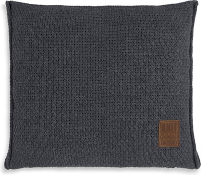 Knit Factory Jesse Sierkussen - Vierkant kussen - Kussen woonkamer - Bank kussen - Decoratie kussen - Antraciet - 50x50 cm - Kussenhoes inclusief kussenvulling