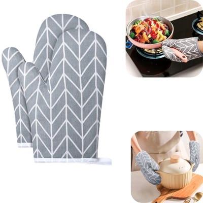 1 paar handschoenen - ovenhandschoenen - hittebestendige handschoenen - kookhandschoenen - hoogtemperatuurbestendig - op te hangen - wasbaar - herbruikbaar - keukenaccessoires - geschikt voor oven, airfryer, magnetron (grijs, 26*13cm)