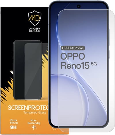 MobyDefend Screenprotector - Geschikt voor Oppo Reno15 - Case-Friendly Screensaver - Gehard Glas
