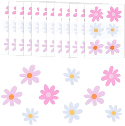 Dailygoods- Muurtattoo 12 Bladeren Madeliefjes - Muurstickers Bloem - Verwijderbaar - Zelfklevend - PVC - 21,2 x 28,6 cm - Muursticker
