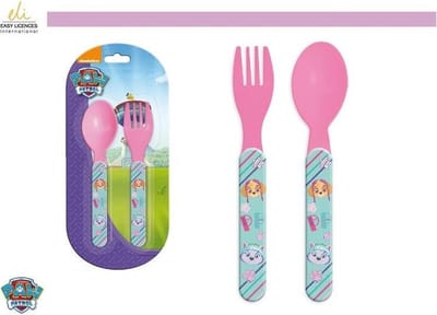 Besteksetje Paw Patrol roze (kunststof)