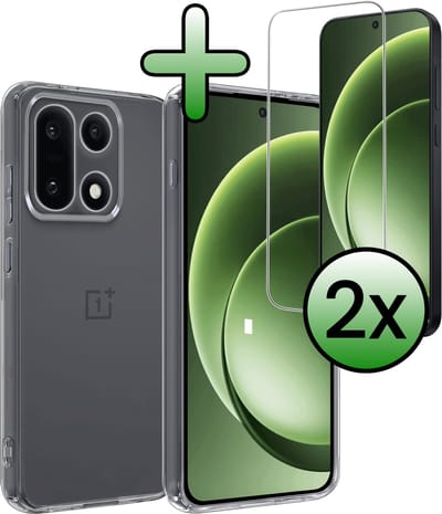Hoesje Met 2x Screenprotector - Geschikt voor OnePlus 15 - Sterk & Shockproof - Back Cover - Siliconen Case - Telefoon Hoes - Transparant