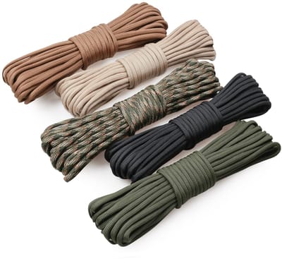 Cosensi - Paracord 4 mm - Sterk nylon koord - Ideaal voor outdoor en camping - 5 rollen x 10 meter - 250 kg trekgewicht - Geschikt voor DIY-projecten