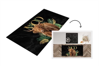Keukenloper - Loper keuken - Schotse hooglander - Luxe - Planten - 120x60 cm - Keukenloper vinyl
