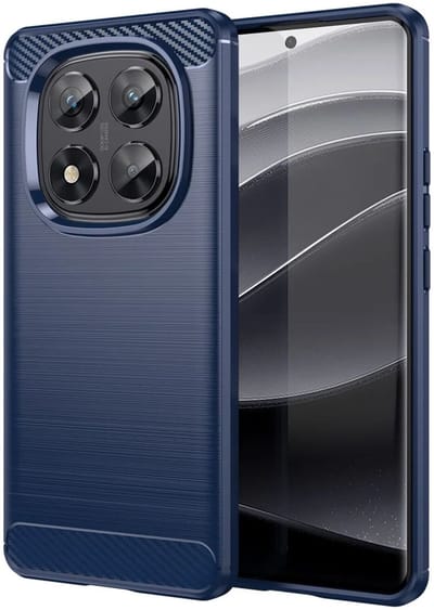 Geborsteld TPU Hoesje Geschikt voor Xiaomi Poco X7 / Redmi Note 14 Pro 5G | Beschermhoes | Back Cover | Flexibel TPU | Stijlvol Carbon | Dun | Blauw