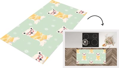 Keukenloper - Loper keuken - IJsbeer - Patroon - Sjaal - 120x60 cm - Keukenloper vinyl