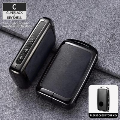 Zinklegering Leer Slimme Auto Sleutelhanger Hoes Cover Ketting Afstandsbediening Shell Houder Beschermer Voor Mazda 3 6 Cx3 Cx30 Cx5 Cx8 Cx9 Cx50 Cx60 gray