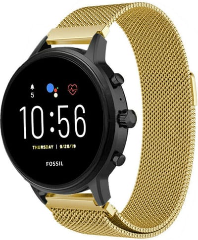 Strap-it Milanees smartwatch bandje - geschikt voor Fossil Gen 5 / Gen 5e 44mm / Gen 6 44mm - goud