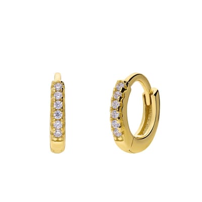 Lucardi Dames Zilveren goldplated oorringen met zirkonia - Oorbellen - 925 Zilver - Goudkleurig