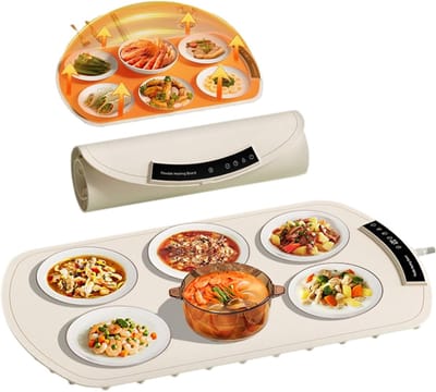Elektrische Voedselwarmer - Warmhoudplaat - Maaltijden Warm Houden - Oprolbaar Ontwerp - 65 x 40 cm - Zwart