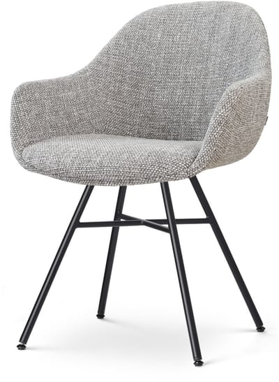 Nolon Noa-Mae Eetkamerstoel Grijs Blend - Zwart Onderstel - Armstoel - Minimalistisch - Japandi - Comfortabel