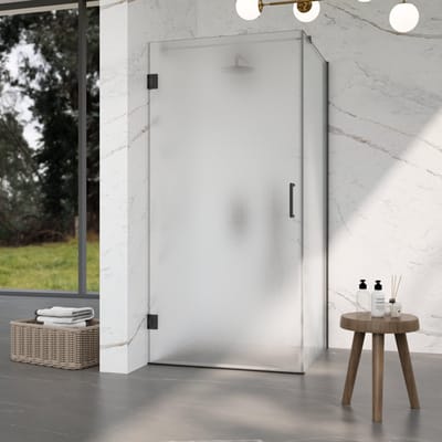 FugaFlow Eccelente Vetro Douchecabine - 80x80x200cm - scharnieren - deurgreep - vlak - gesatineerd veiligheidsglas - Geborsteld Gunmetal PVD (Antraciet)