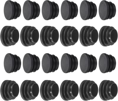 Ronde Plastic Plugs 25mm - 24 Stuks Zwarte Einddoppen voor Meubelpoten, Bescherming voor Stoelen en Tafels