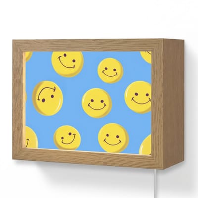 Wandlamp 20x15 cm - Oplaadbaar - Smileys - Geel - Blauw - Wandlampen binnen woonkamer - Slaapkamer lamp met kabel - Decoratieve nachtlamp - Vloerlamp snoer