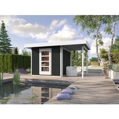 Weka Tuinhuis Met Overkapping 172 Type A Gr1 Antraciet 210x352cm