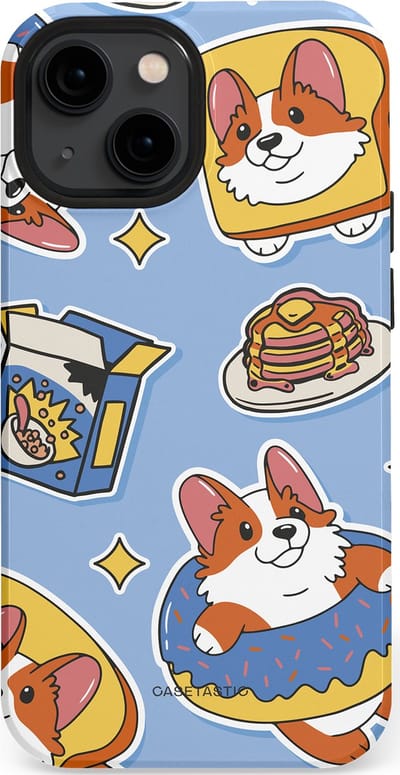 Casetastic Hoesje Geschikt voor Apple iPhone 13 Mini Magsafe - Stijlvolle Beschermende Duo-layer Case - Hondenfeest Ontbijt