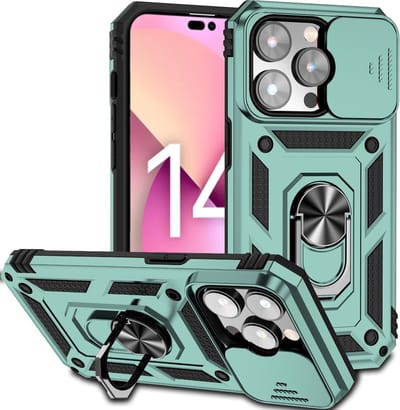 Cityhoesje - Ring - Anti Shock - Camera Bescherming - iPhone 14 Pro - Backcover - Groen
