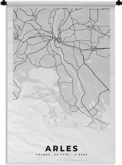 Wandkleed - Wanddoek - Plattegrond – Arles – Stadskaart – Kaart – Frankrijk - 120x180 cm - Wandtapijt