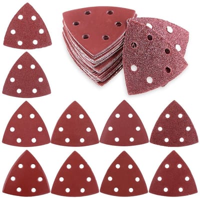 50 Stuks 90mm Driehoekige Schuurpapier Assortiment voor Excenterschuurmachine met Diverse Korrelgroottes 40-1000