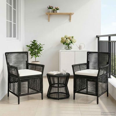 vidaXL - Buitenzit - 2 - st - Zwart - en - Crème - poly - rattan
