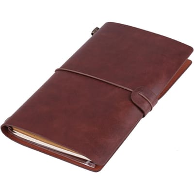 5 Couleurs Cuir PU Classique Carnet de Voyage Journal Intime Personnalisé Bloc-notes Rechargeable dark brown
