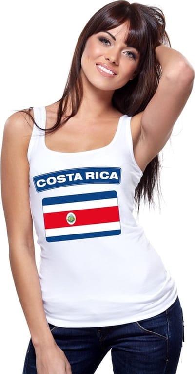 Costa rica singlet shirt/ tanktop met Costa rica vlag wit dames S